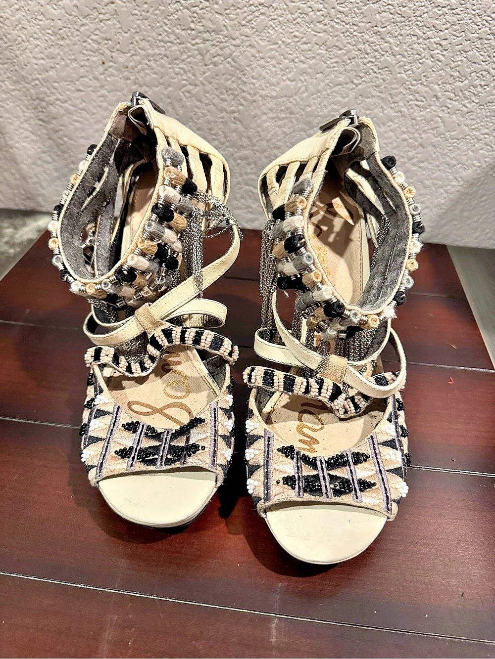 Vintage Sam Edelman Beaded Chain Heels